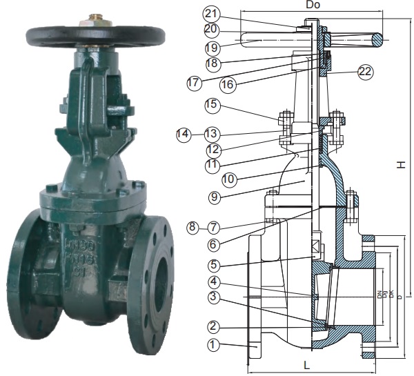 BS5150 OS&Y metal seated C.I. gate valve