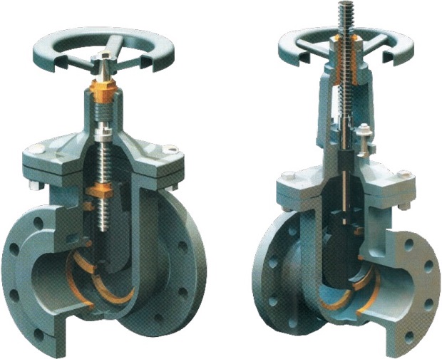 Internal views of RS & NRS metal seated gate valves.