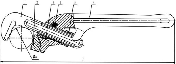 Drawing of the end pipe wrench.