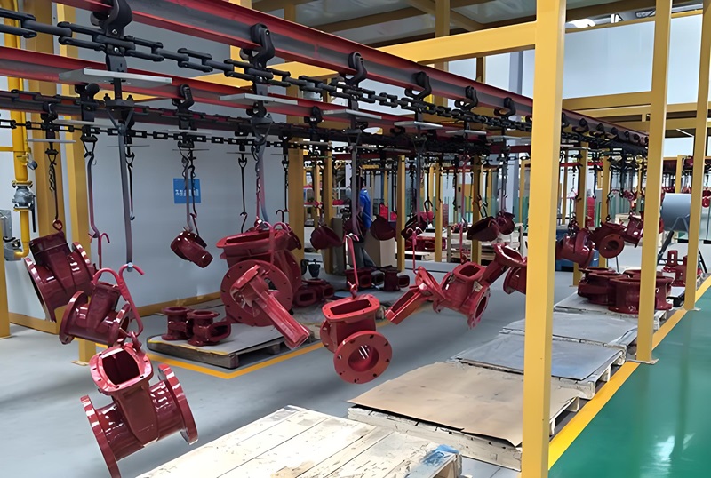 FBE coating line for ductile iron valves.