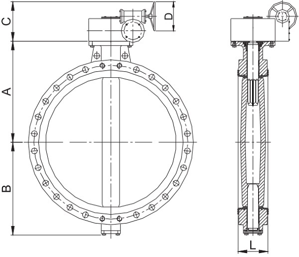 Drawing of EN 593 conc. flgd. BFV.