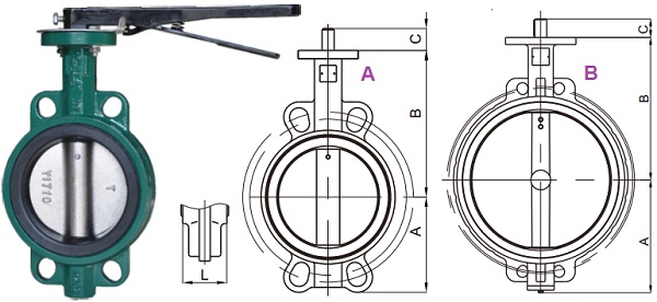 EN 593 wafer BFV drawing