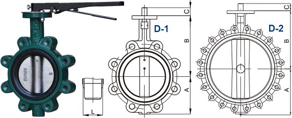 Photo & drawings for EN 593 lug BF valves.