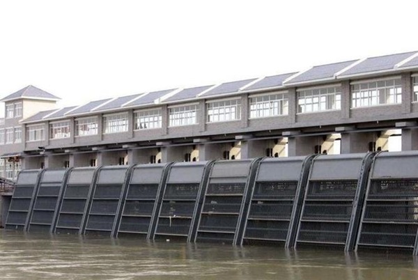 Trash racks in a hydroelectric power station.