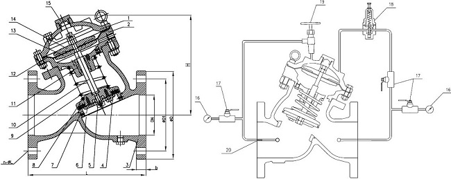 Drawing of pilot-operated PRV.